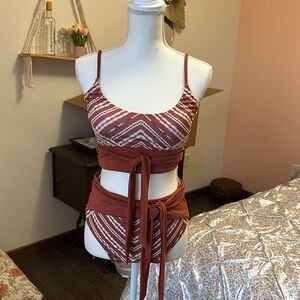 Rust and White Striped Bikini Set